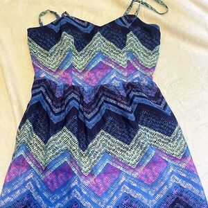 American Eagle Outfitters Blue and Purple Chevron Dress